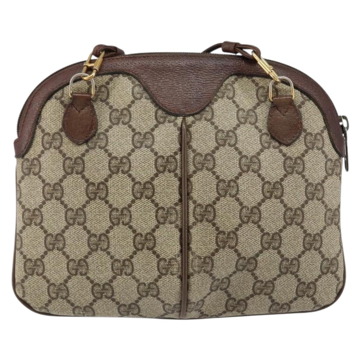 GUCCI GG Supreme Web Sherry Line Shoulder Bag PVC Beige 904 02 047 Auth 155227