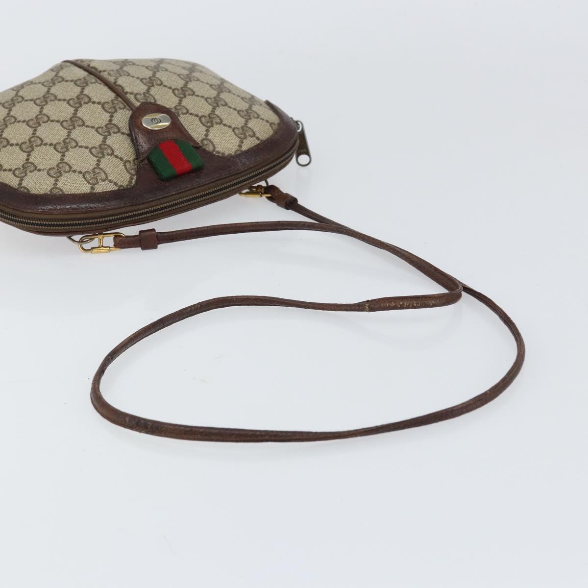 GUCCI GG Supreme Web Sherry Line Shoulder Bag PVC Beige 904 02 047 Auth 155227