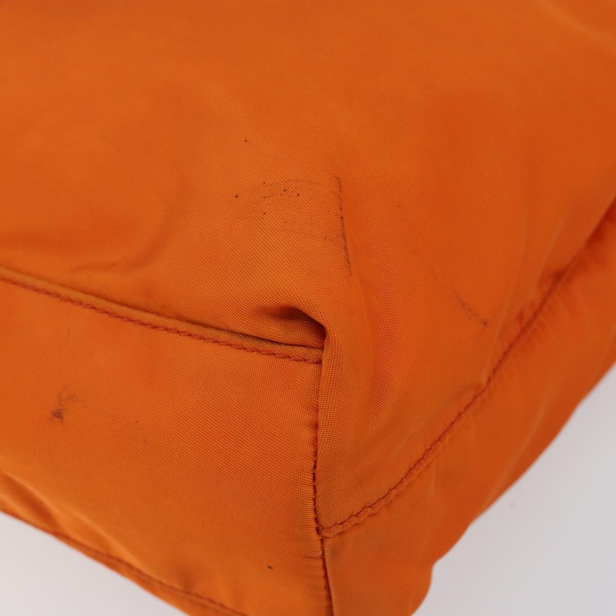PRADA Tote Bag Nylon Orange Silver Auth 155228