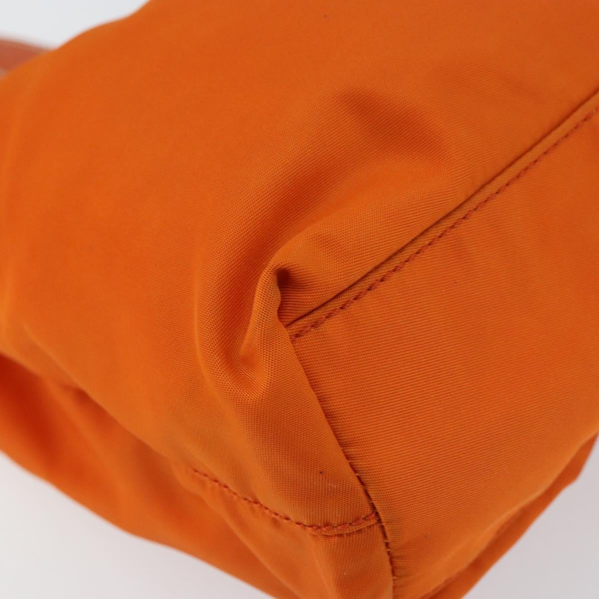 PRADA Tote Bag Nylon Orange Silver Auth 155228