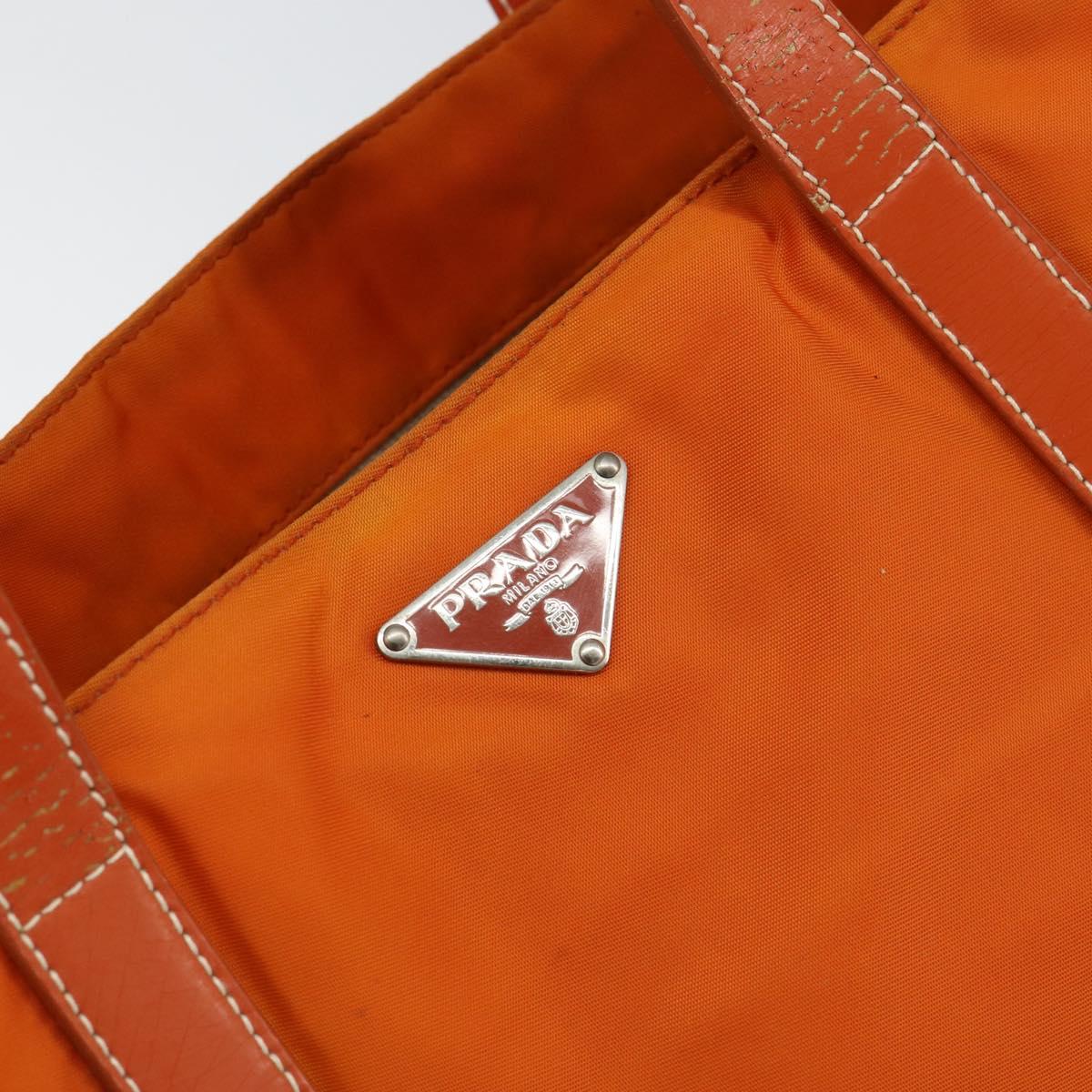 PRADA Tote Bag Nylon Orange Silver Auth 155228