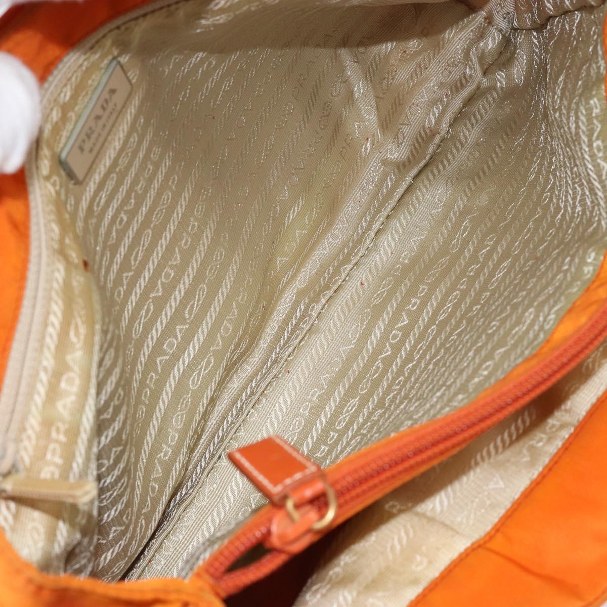 PRADA Tote Bag Nylon Orange Silver Auth 155228