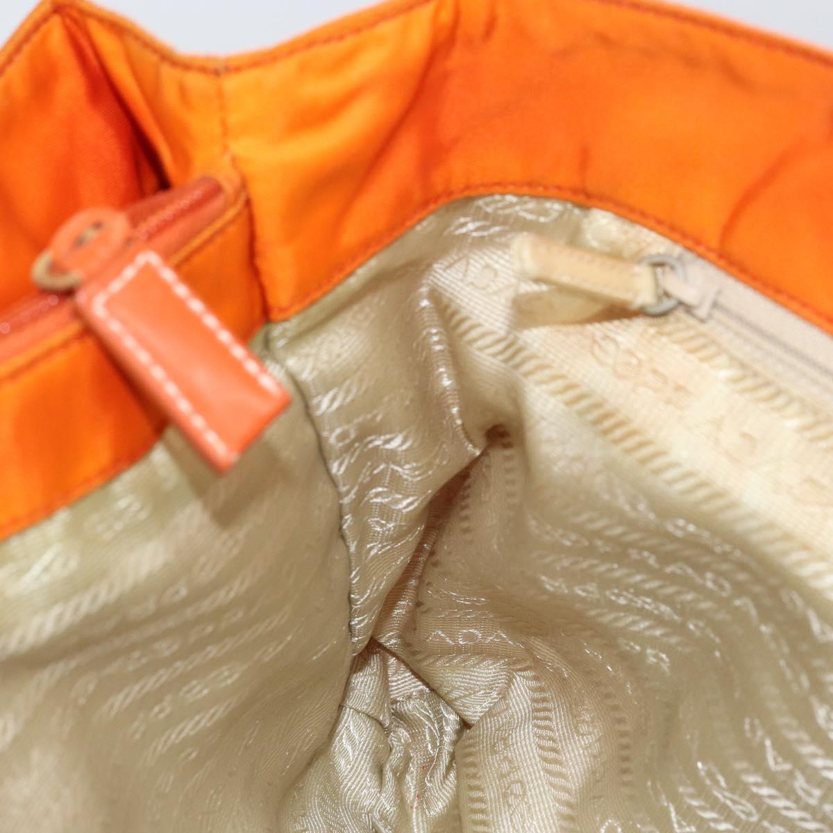 PRADA Tote Bag Nylon Orange Silver Auth 155228
