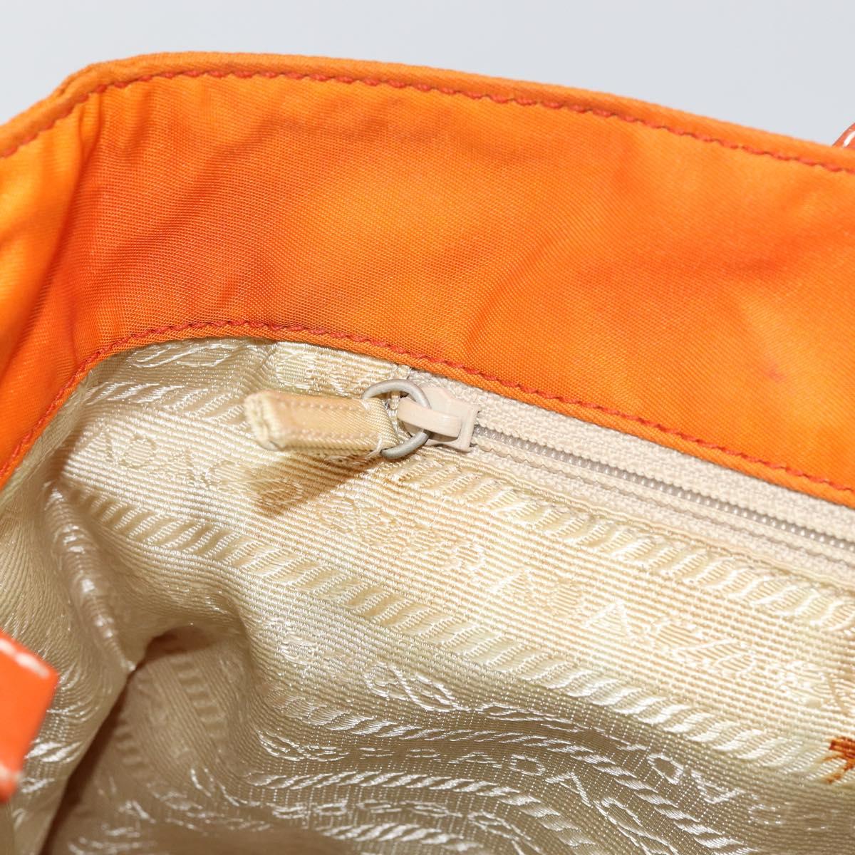 PRADA Tote Bag Nylon Orange Silver Auth 155228