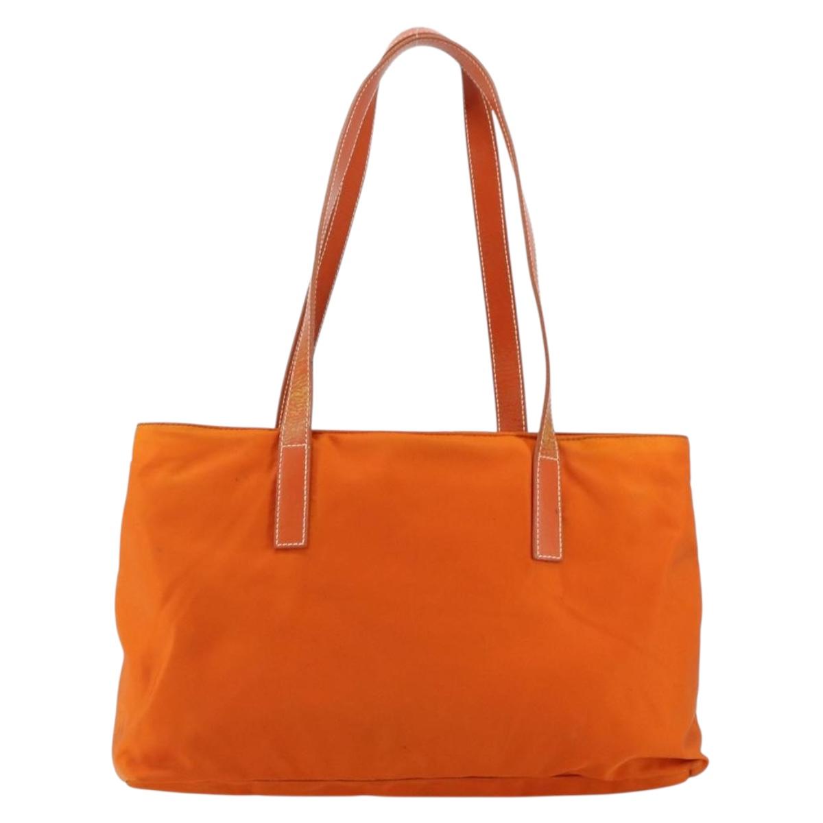 PRADA Tote Bag Nylon Orange Silver Auth 155228