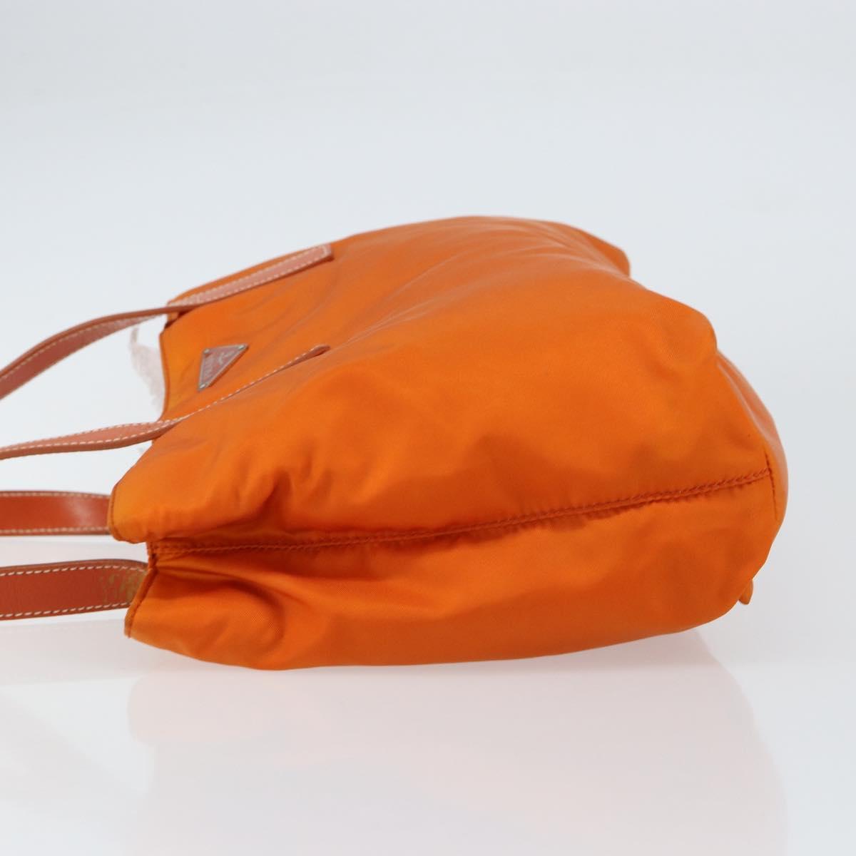 PRADA Tote Bag Nylon Orange Silver Auth 155228