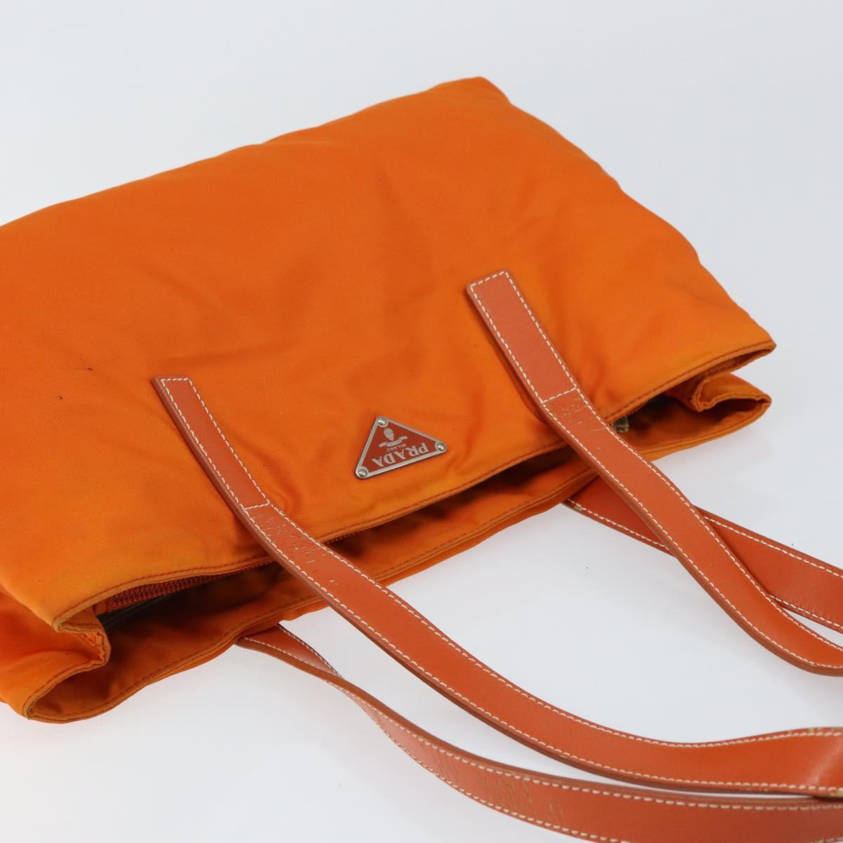 PRADA Tote Bag Nylon Orange Silver Auth 155228