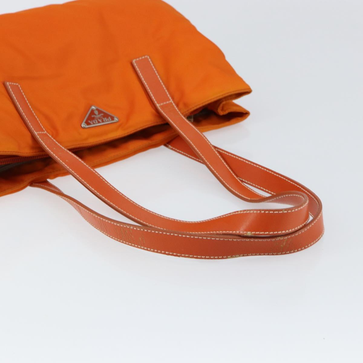 PRADA Tote Bag Nylon Orange Silver Auth 155228
