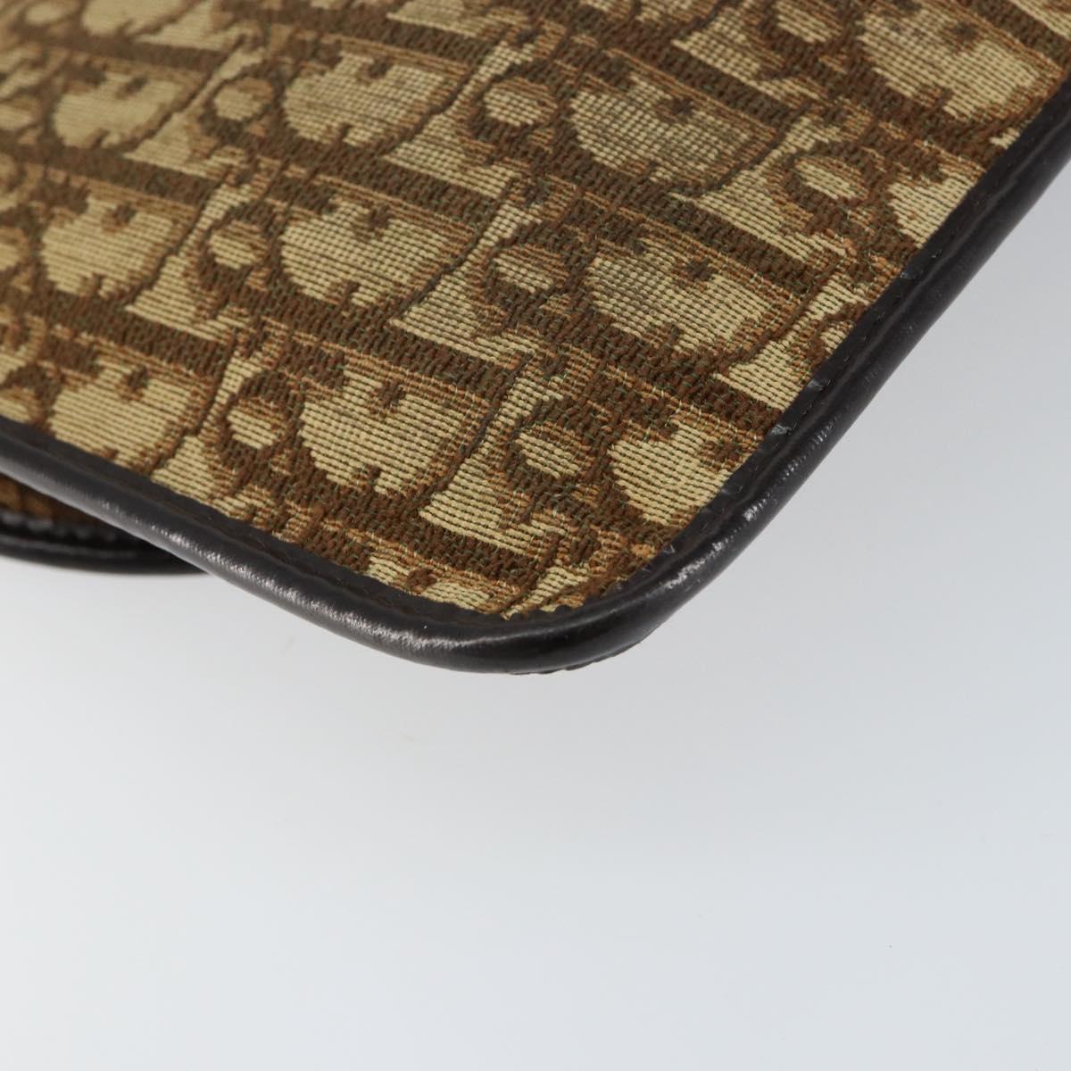 Christian Dior Trotter Canvas Shoulder Bag Beige Gold Auth 155229