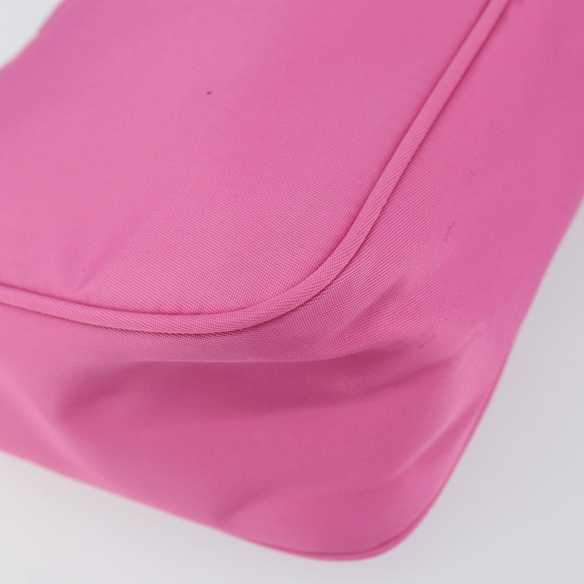PRADA Hand Bag Nylon Pink Silver Auth 155230V