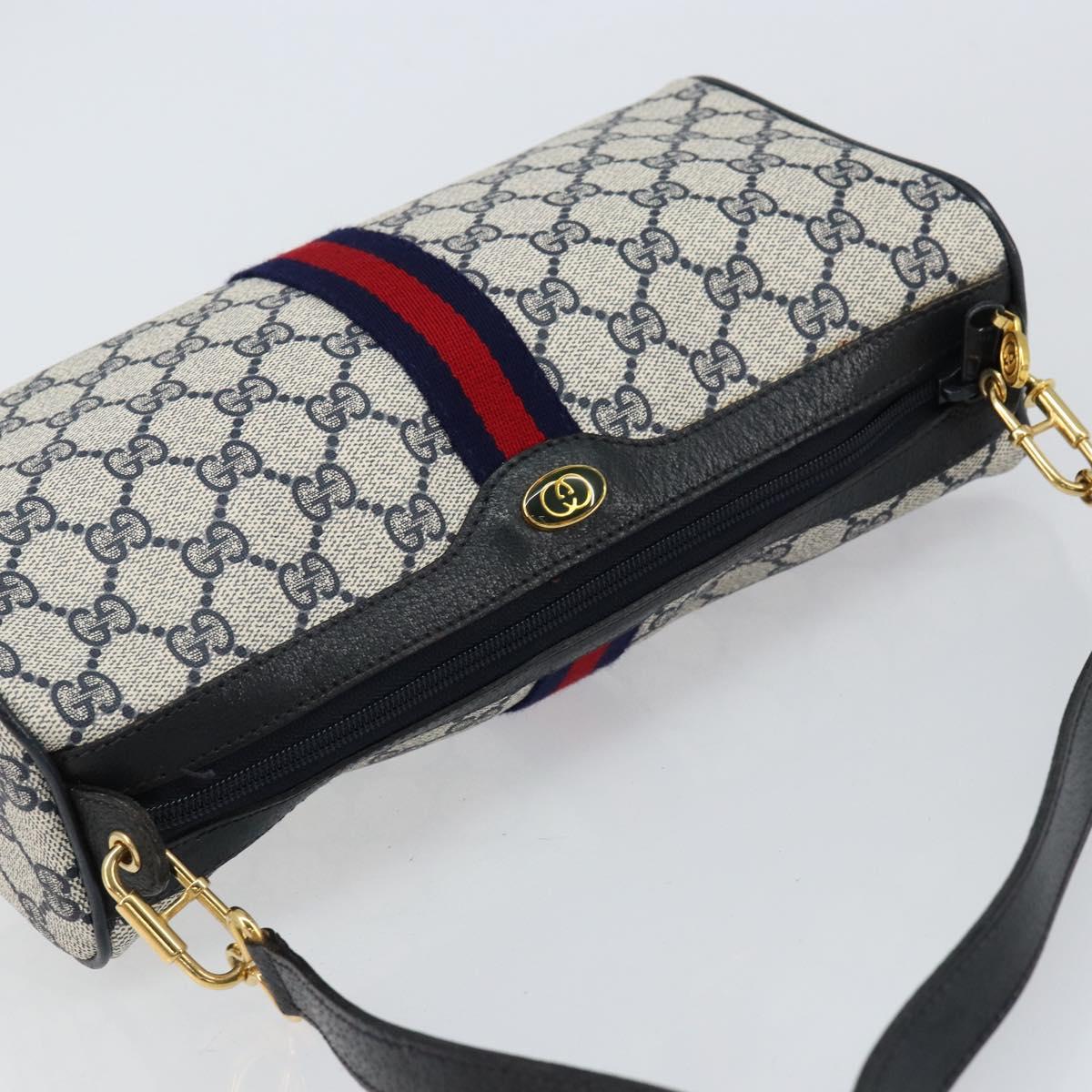 GUCCI GG Supreme Sherry Line Shoulder Bag PVC Red Navy 41 004 4464 Auth 155232