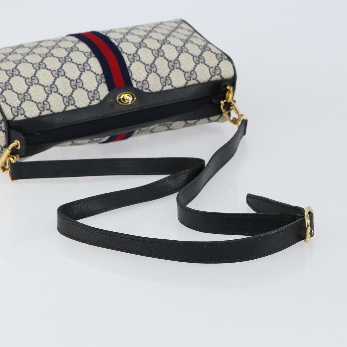 GUCCI GG Supreme Sherry Line Shoulder Bag PVC Red Navy 41 004 4464 Auth 155232