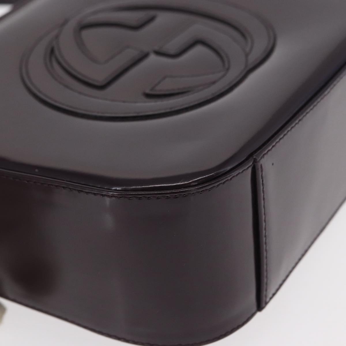 GUCCI Shoulder Bag Enamel Black 007 2023 0249 Auth 155233