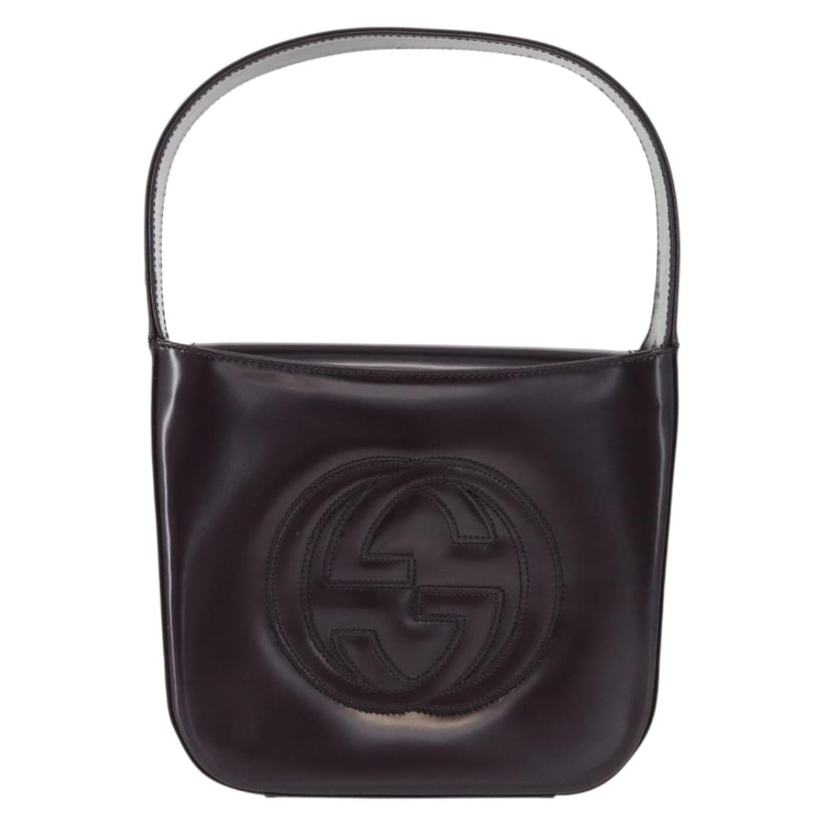GUCCI Shoulder Bag Enamel Black 007 2023 0249 Auth 155233