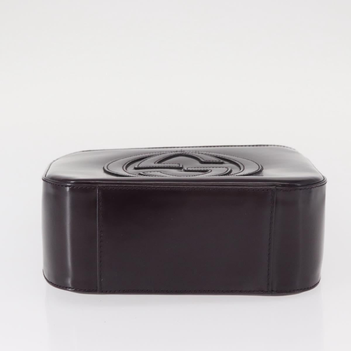 GUCCI Shoulder Bag Enamel Black 007 2023 0249 Auth 155233