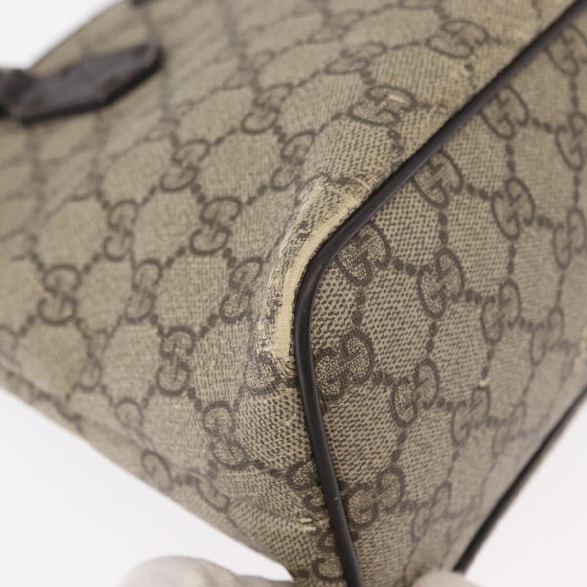 GUCCI GG Supreme Tote Bag PVC Leather 2way Beige Silver 429019 Auth 155234