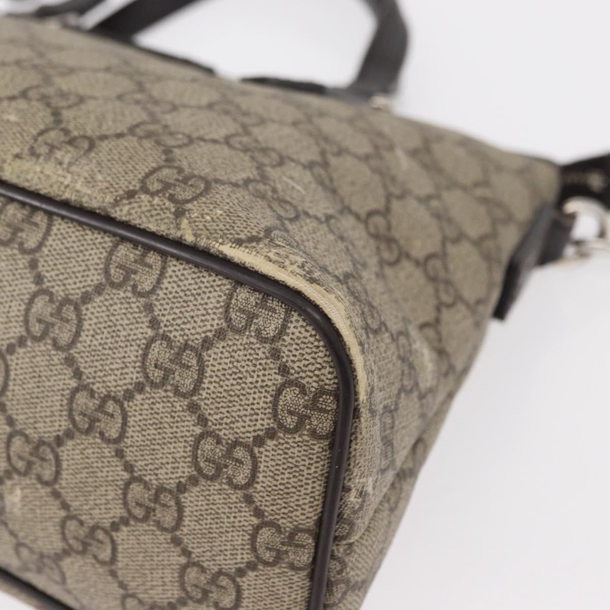 GUCCI GG Supreme Tote Bag PVC Leather 2way Beige Silver 429019 Auth 155234