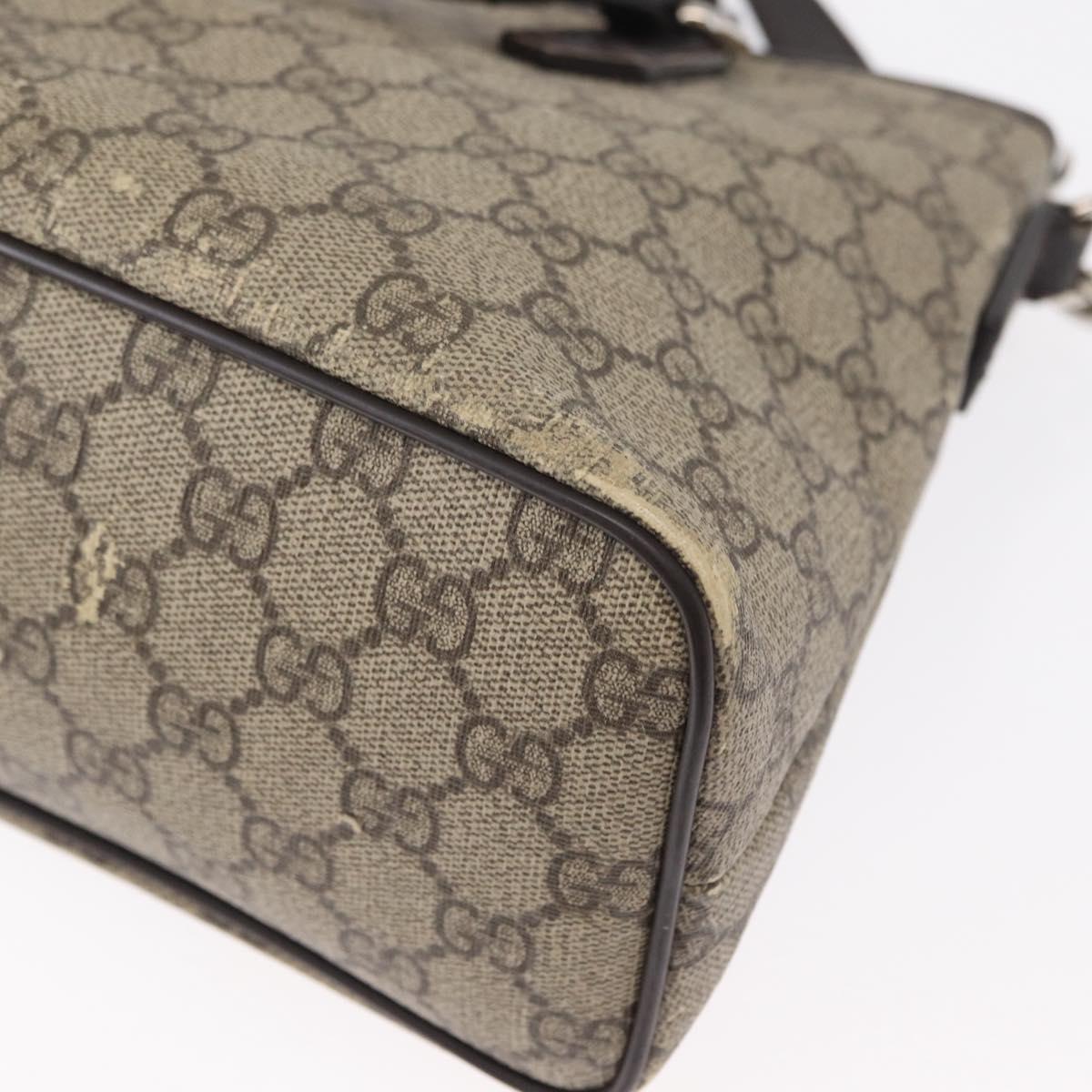 GUCCI GG Supreme Tote Bag PVC Leather 2way Beige Silver 429019 Auth 155234