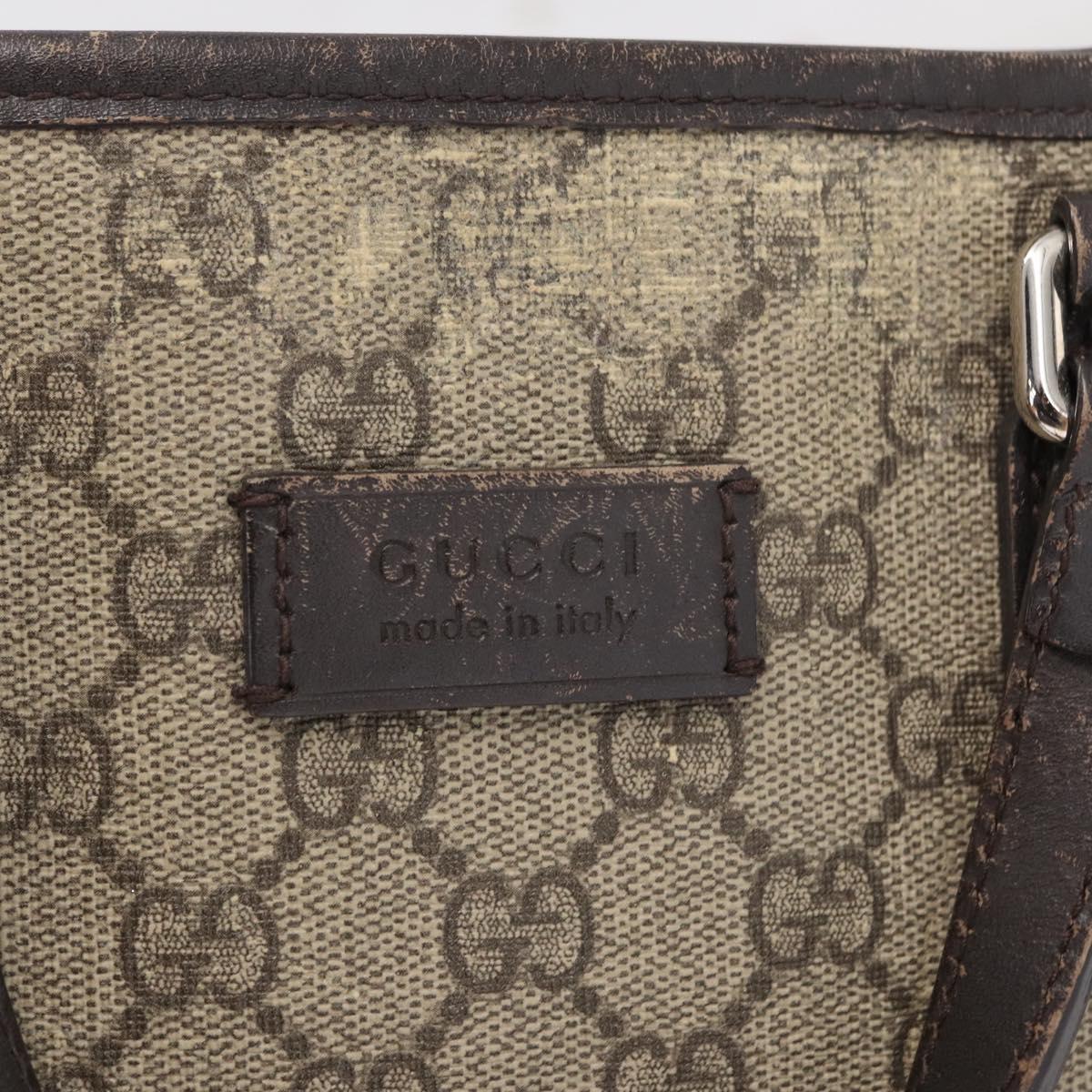 GUCCI GG Supreme Tote Bag PVC Leather 2way Beige Silver 429019 Auth 155234