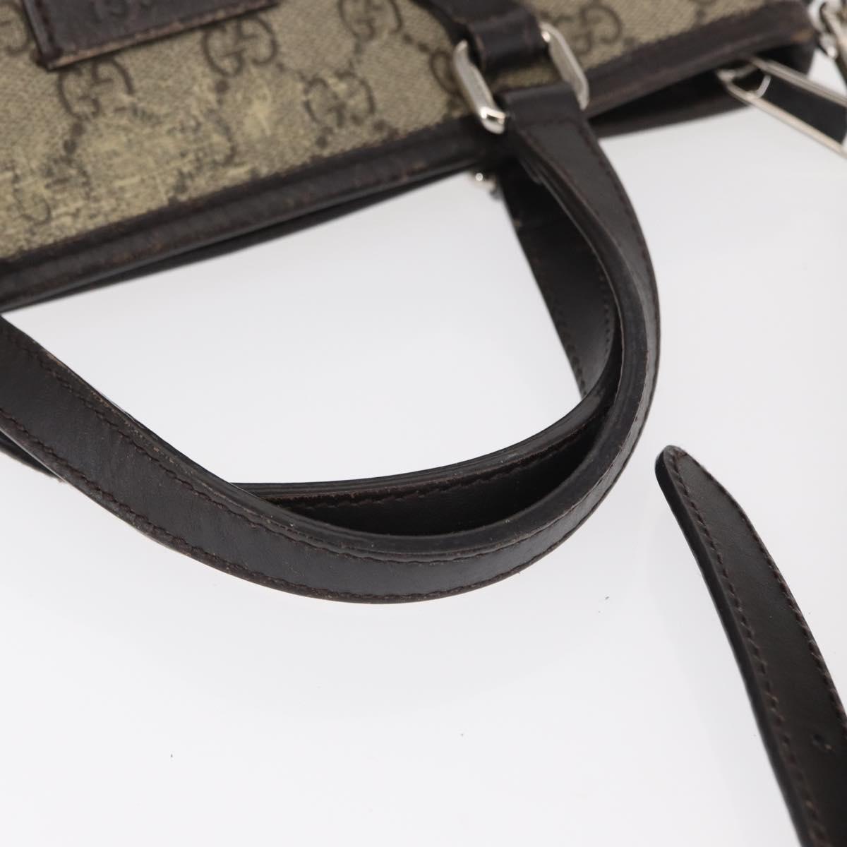 GUCCI GG Supreme Tote Bag PVC Leather 2way Beige Silver 429019 Auth 155234