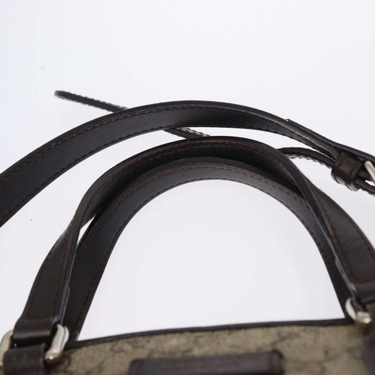 GUCCI GG Supreme Tote Bag PVC Leather 2way Beige Silver 429019 Auth 155234