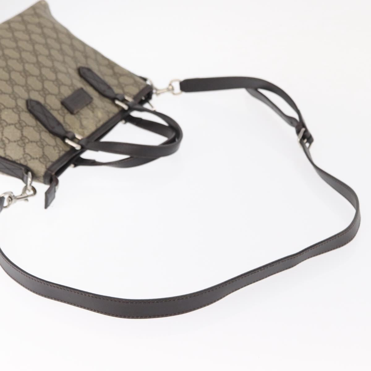 GUCCI GG Supreme Tote Bag PVC Leather 2way Beige Silver 429019 Auth 155234