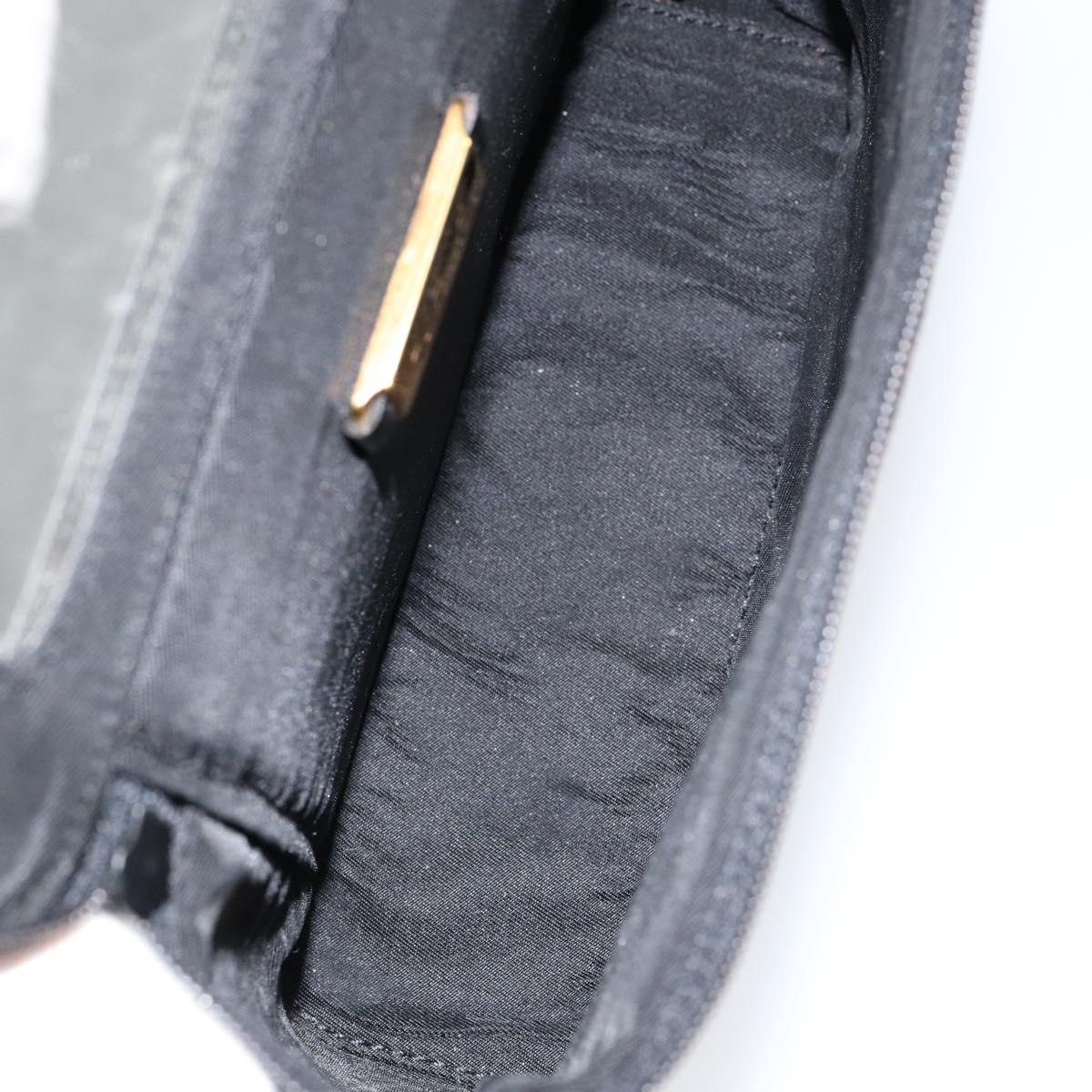 LOEWE Leopard Vanity Hand Bag Leather Black Gold Auth 155236