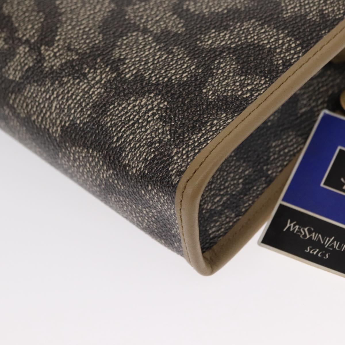 SAINT LAURENT Clutch Bag PVC Leather Beige Auth 155237