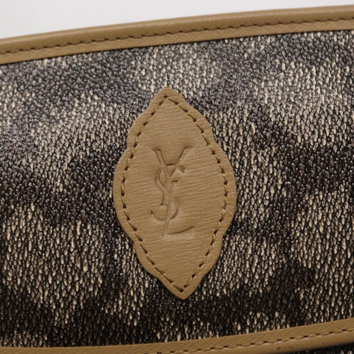 SAINT LAURENT Clutch Bag PVC Leather Beige Auth 155237