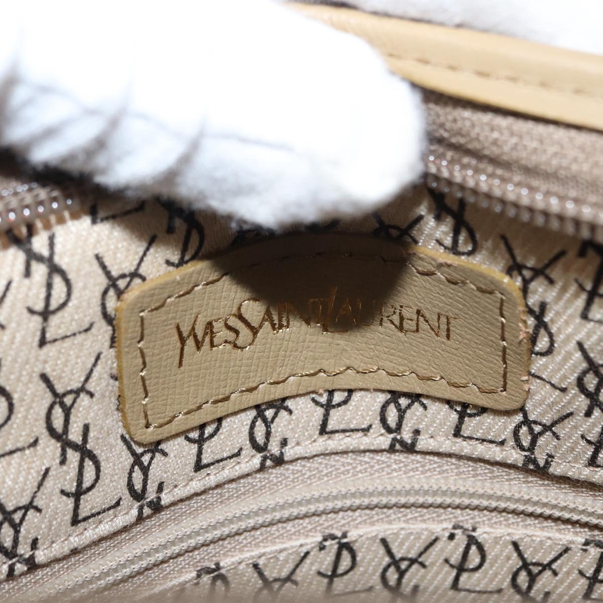 SAINT LAURENT Clutch Bag PVC Leather Beige Auth 155237