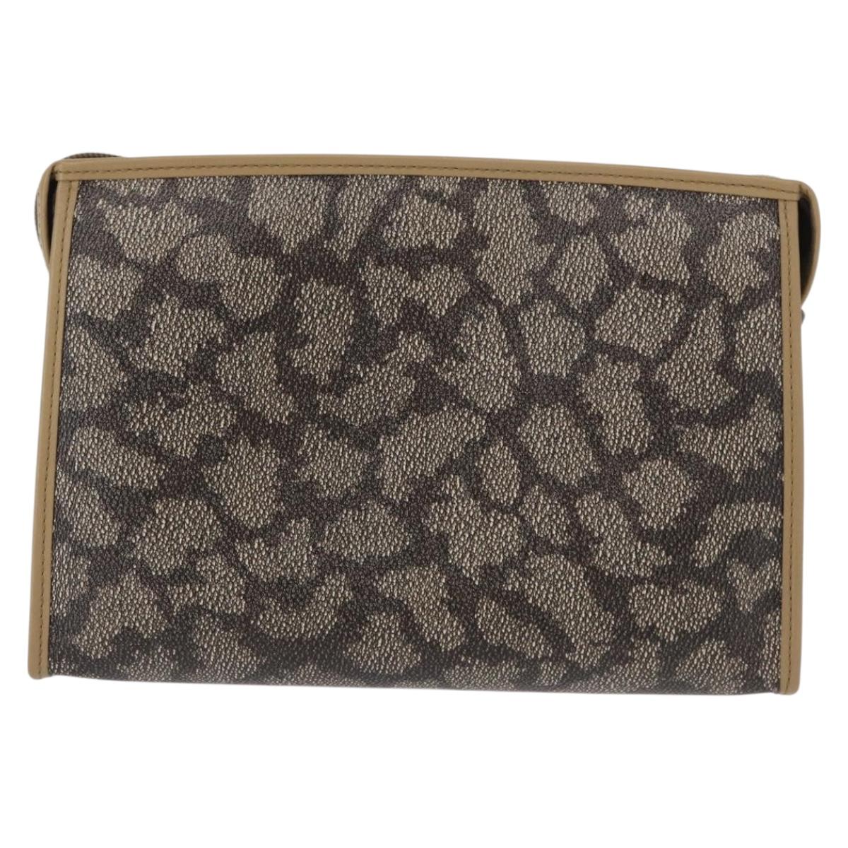 SAINT LAURENT Clutch Bag PVC Leather Beige Auth 155237