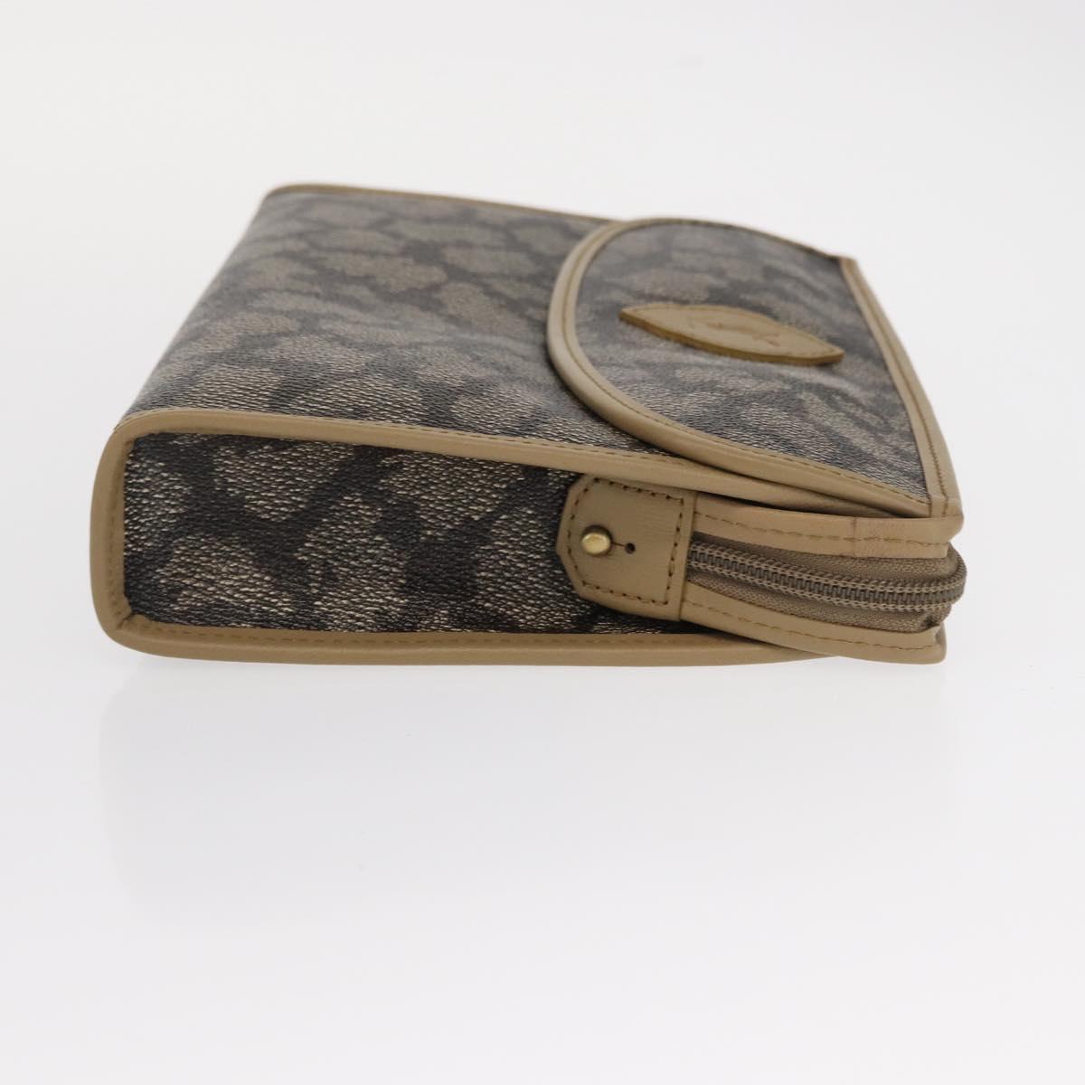 SAINT LAURENT Clutch Bag PVC Leather Beige Auth 155237