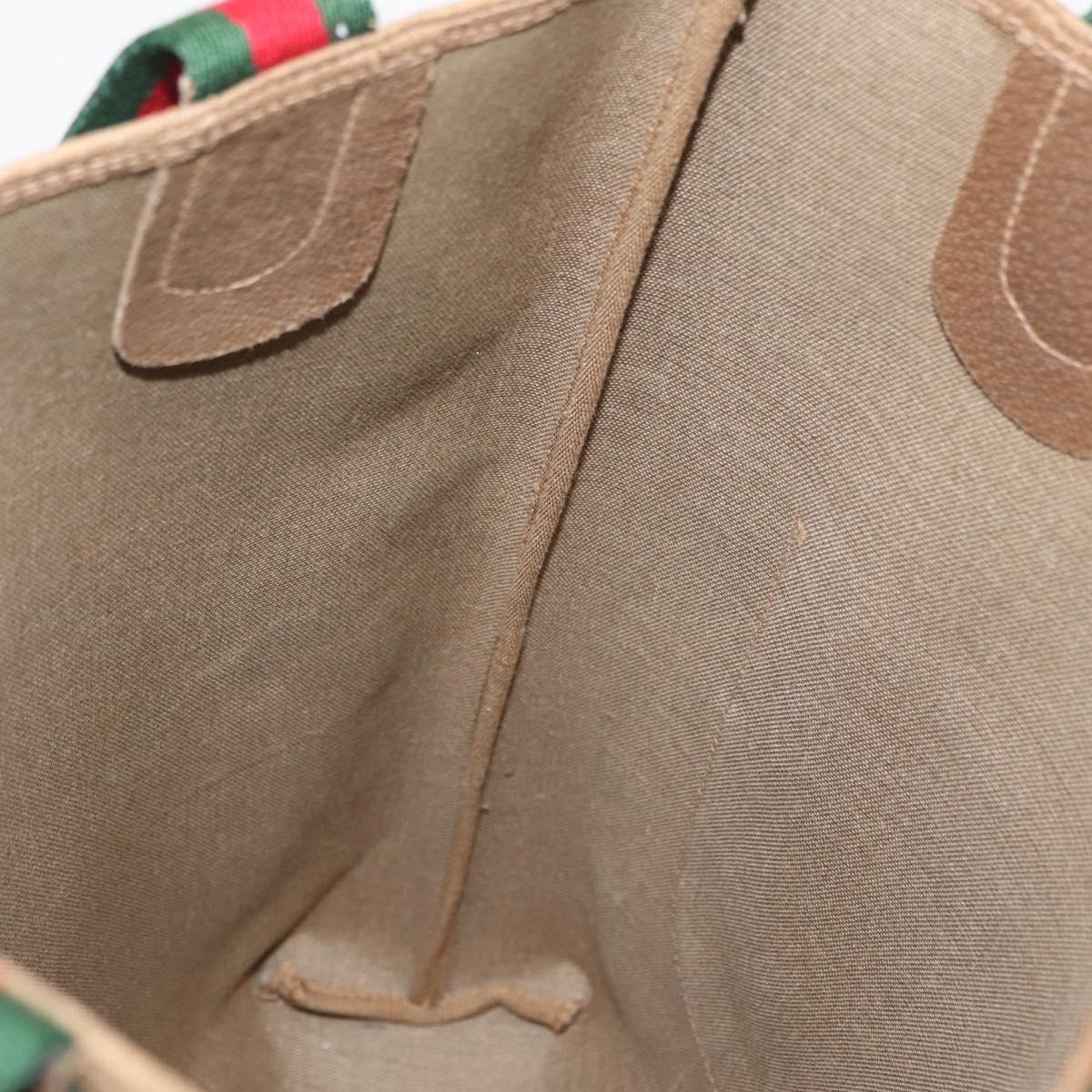 GUCCI GG Supreme Web Sherry Line Bag PVC Beige Red Green 02 003 53 Auth 155240