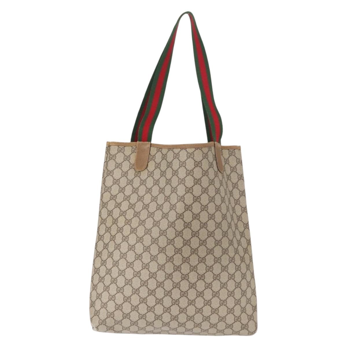 GUCCI GG Supreme Web Sherry Line Bag PVC Beige Red Green 02 003 53 Auth 155240