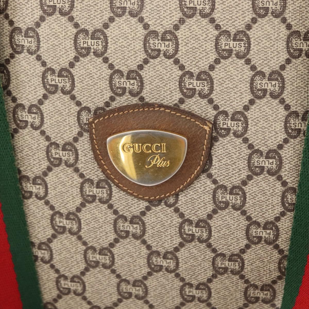 GUCCI GG Plus Supreme Web Sherry Line Tote Bag PVC Beige Red Green Auth 155241
