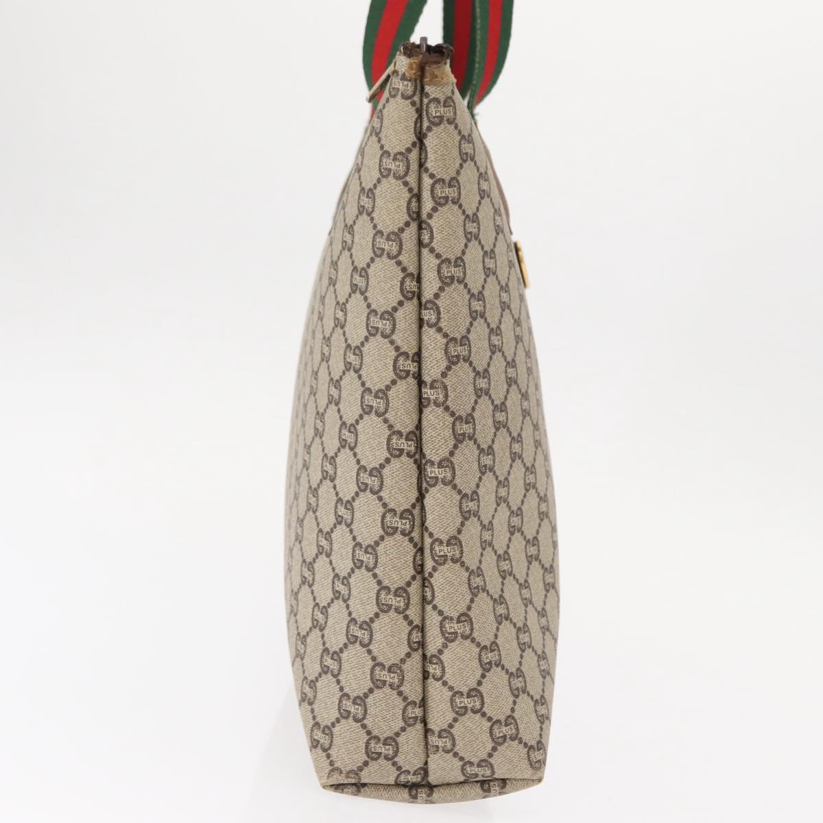 GUCCI GG Plus Supreme Web Sherry Line Tote Bag PVC Beige Red Green Auth 155241