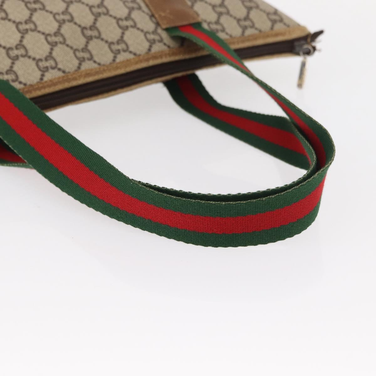 GUCCI GG Plus Supreme Web Sherry Line Tote Bag PVC Beige Red Green Auth 155241