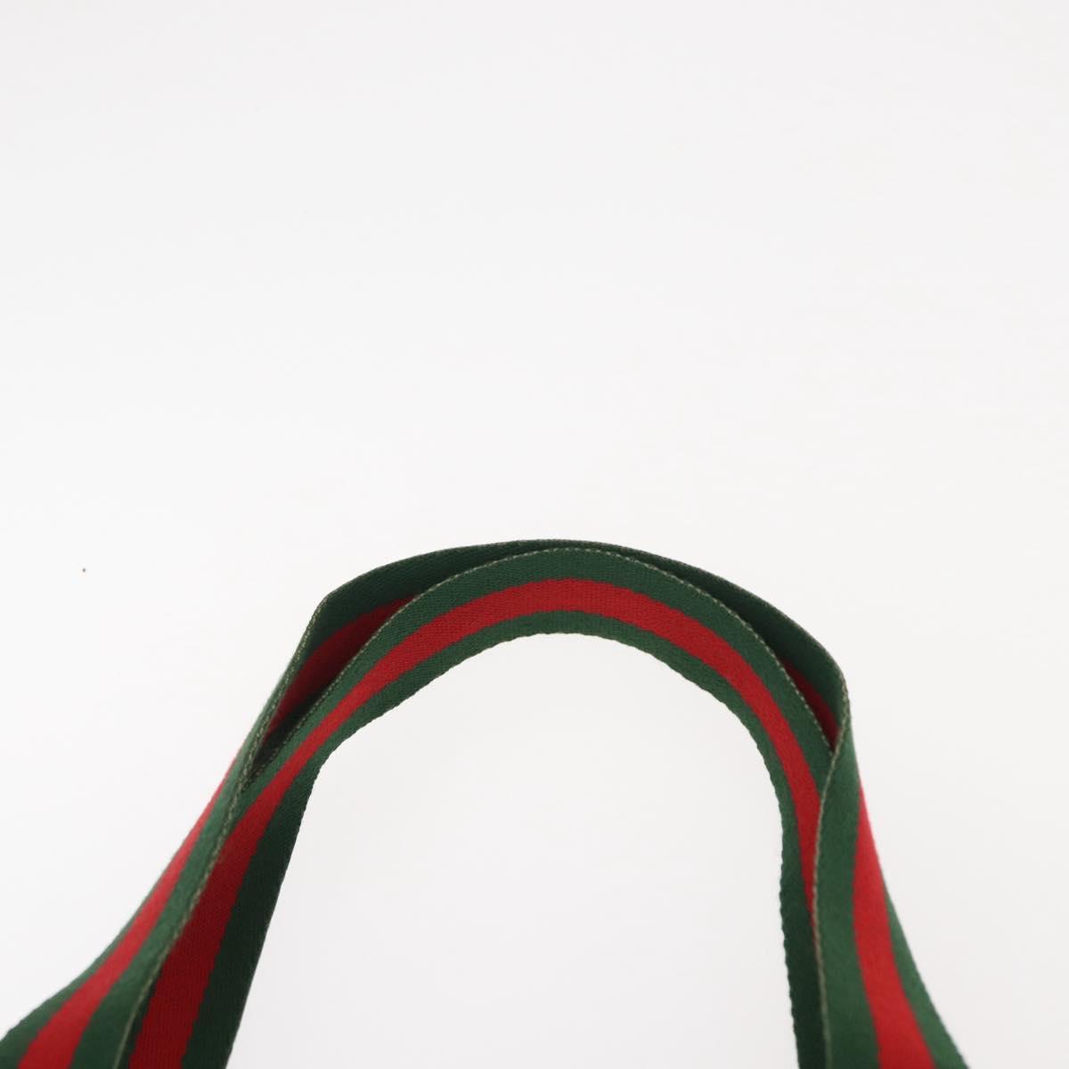 GUCCI GG Plus Supreme Web Sherry Line Tote Bag PVC Beige Red Green Auth 155241