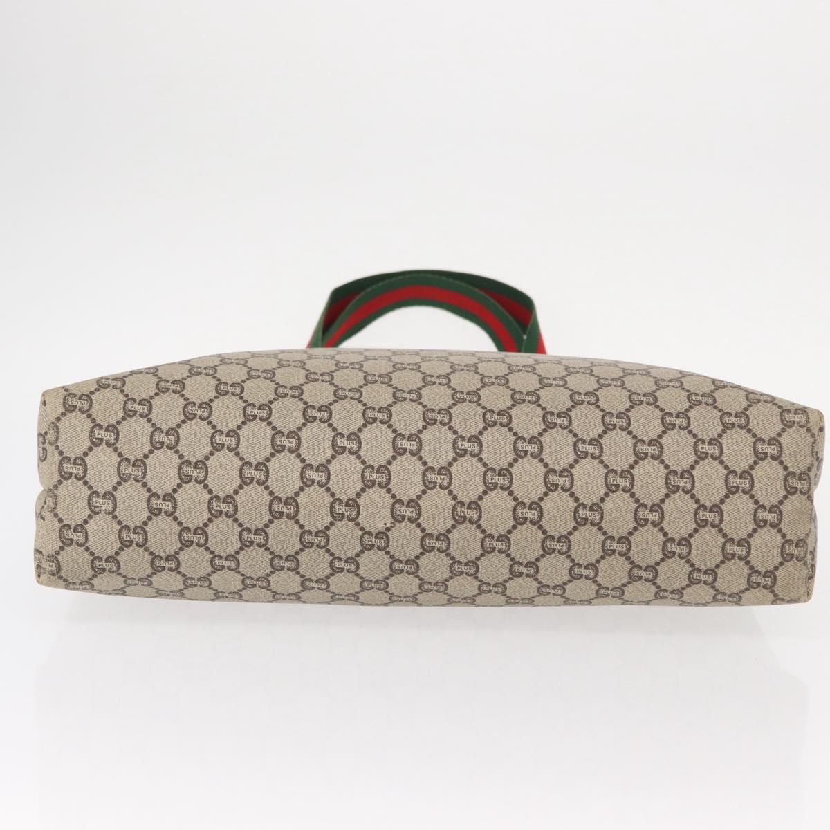 GUCCI GG Plus Supreme Web Sherry Line Tote Bag PVC Beige Red Green Auth 155241