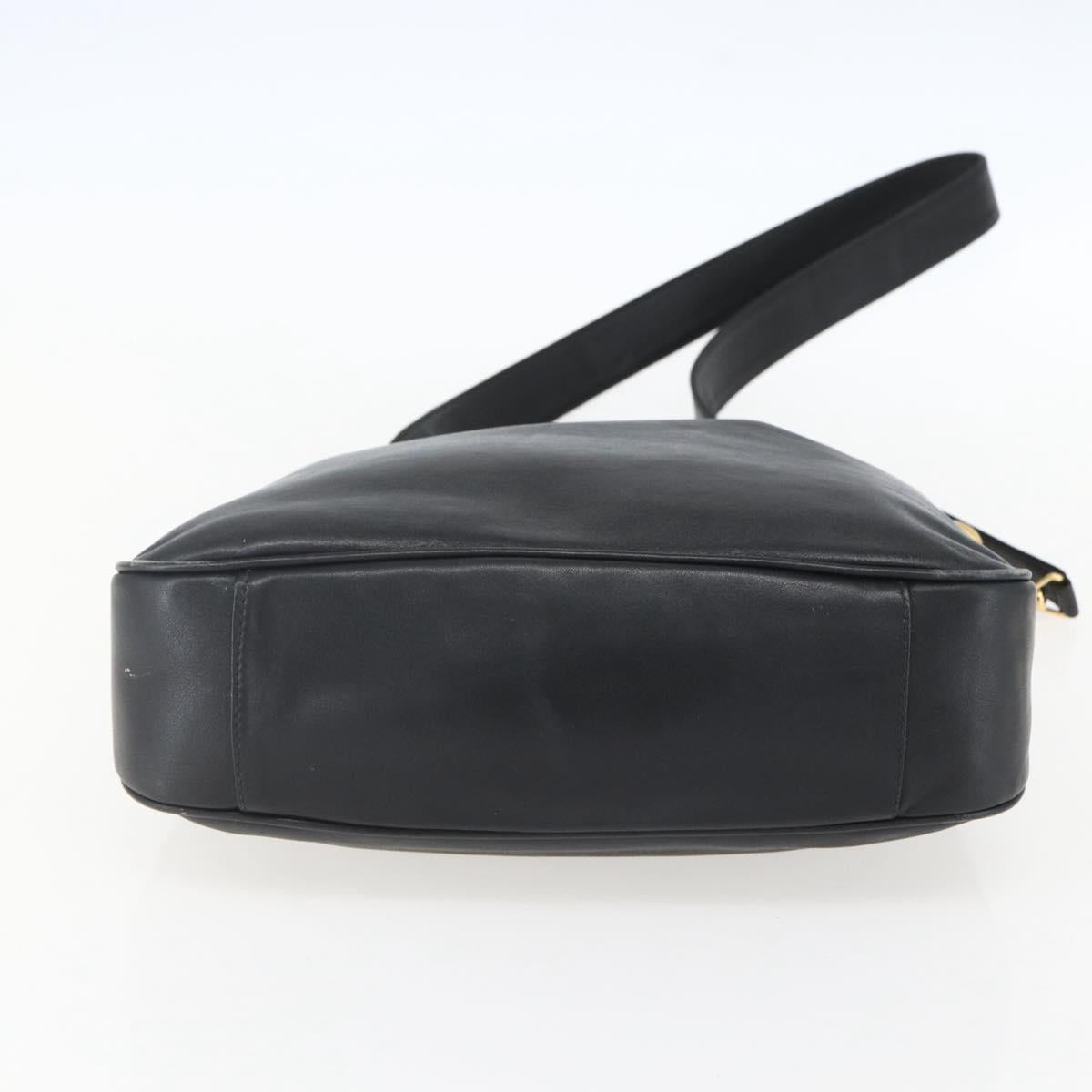 GUCCI Bamboo Hand Bag Leather 2way Black Gold Auth 155242