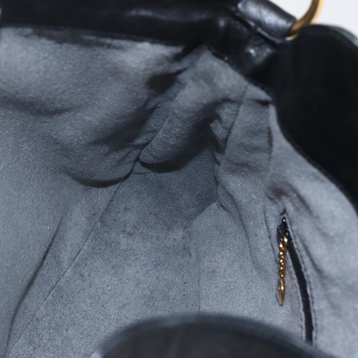 GUCCI Bamboo Hand Bag Leather 2way Black Gold Auth 155242