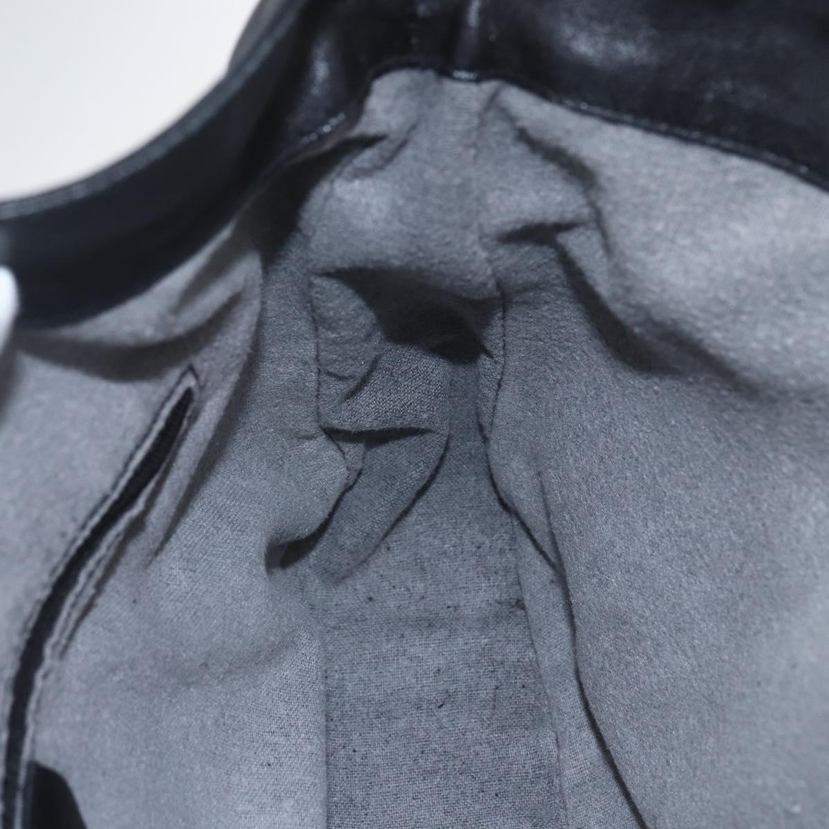 GUCCI Bamboo Hand Bag Leather 2way Black Gold Auth 155242