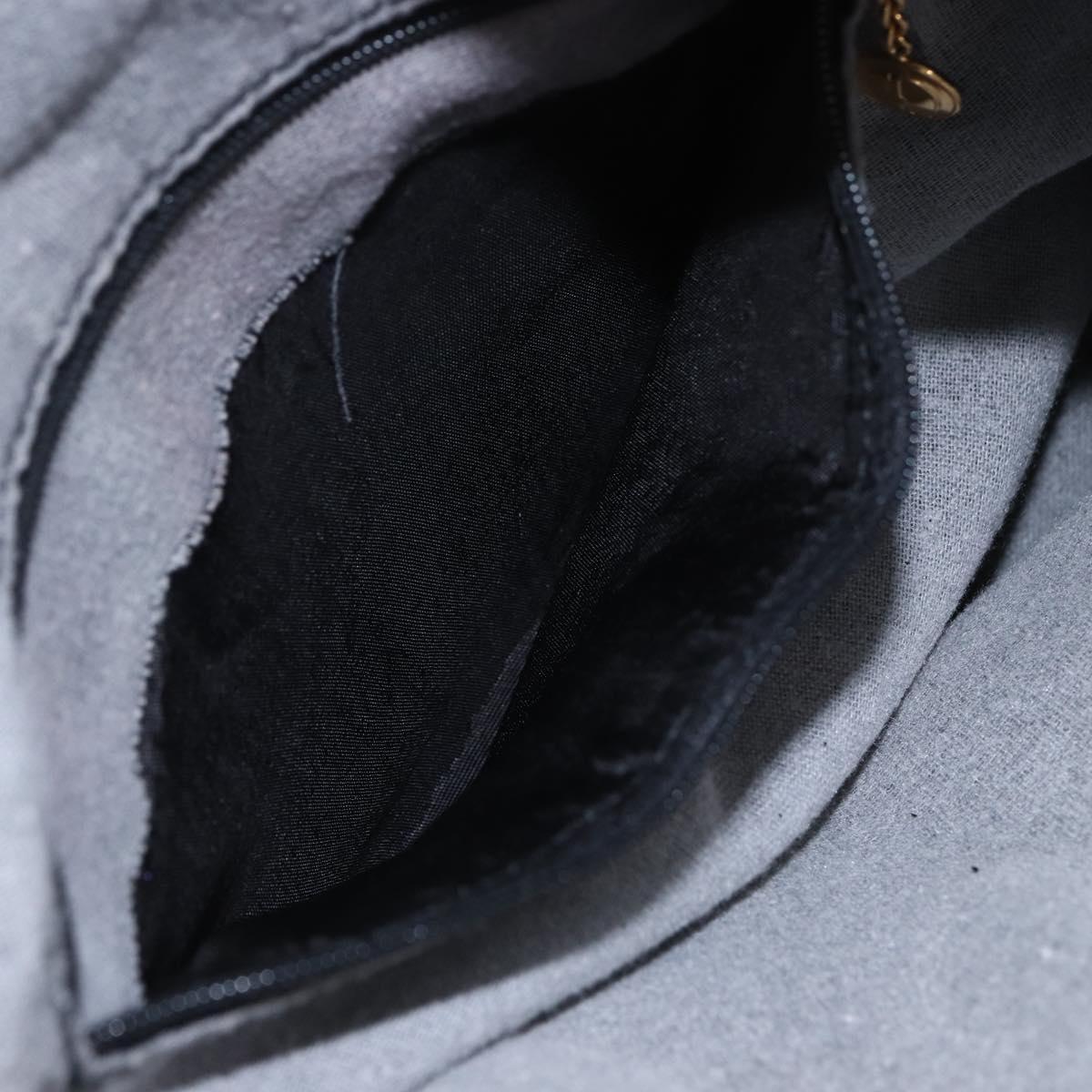 GUCCI Bamboo Hand Bag Leather 2way Black Gold Auth 155242