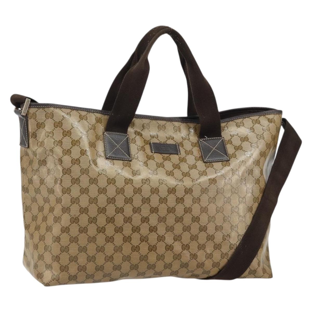 GUCCI GG Crystal Tote Bag Coated Canvas Brown 257298 Auth 155244