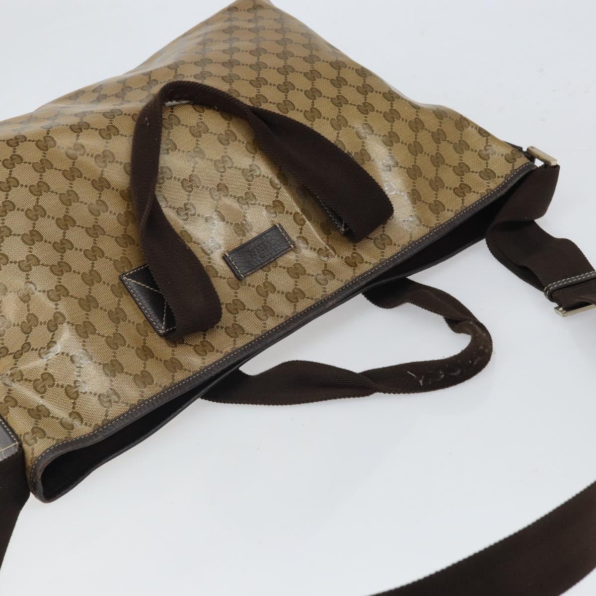 GUCCI GG Crystal Tote Bag Coated Canvas Brown 257298 Auth 155244