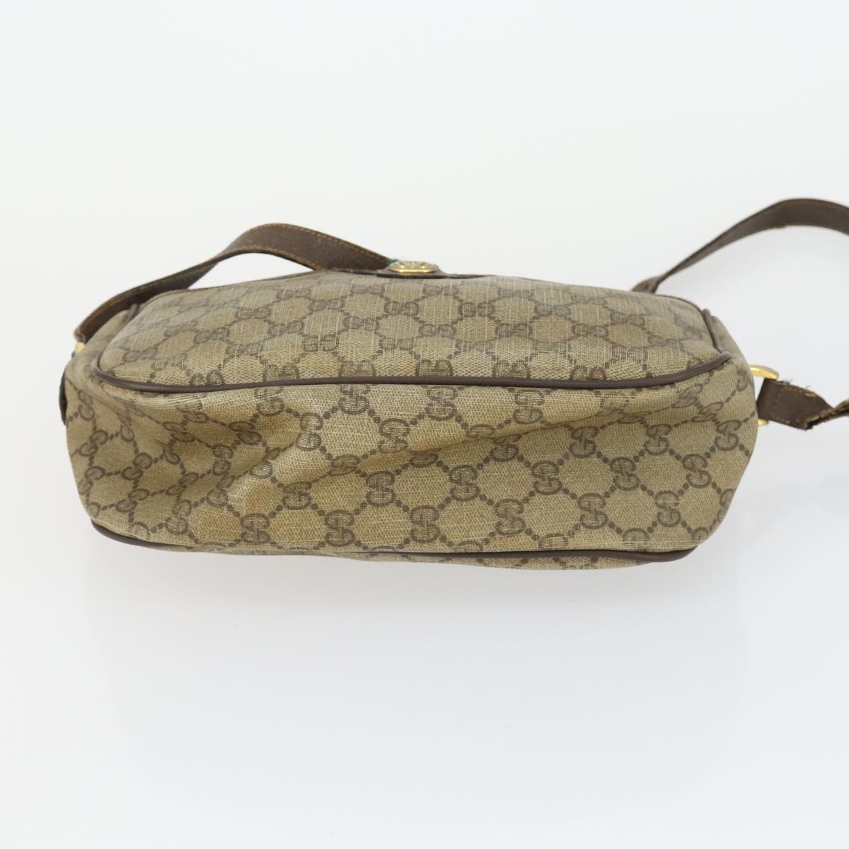 GUCCI GG Canvas GG Plus Sherry Line Bag PVC 3 Set Beige Navy Auth 155246