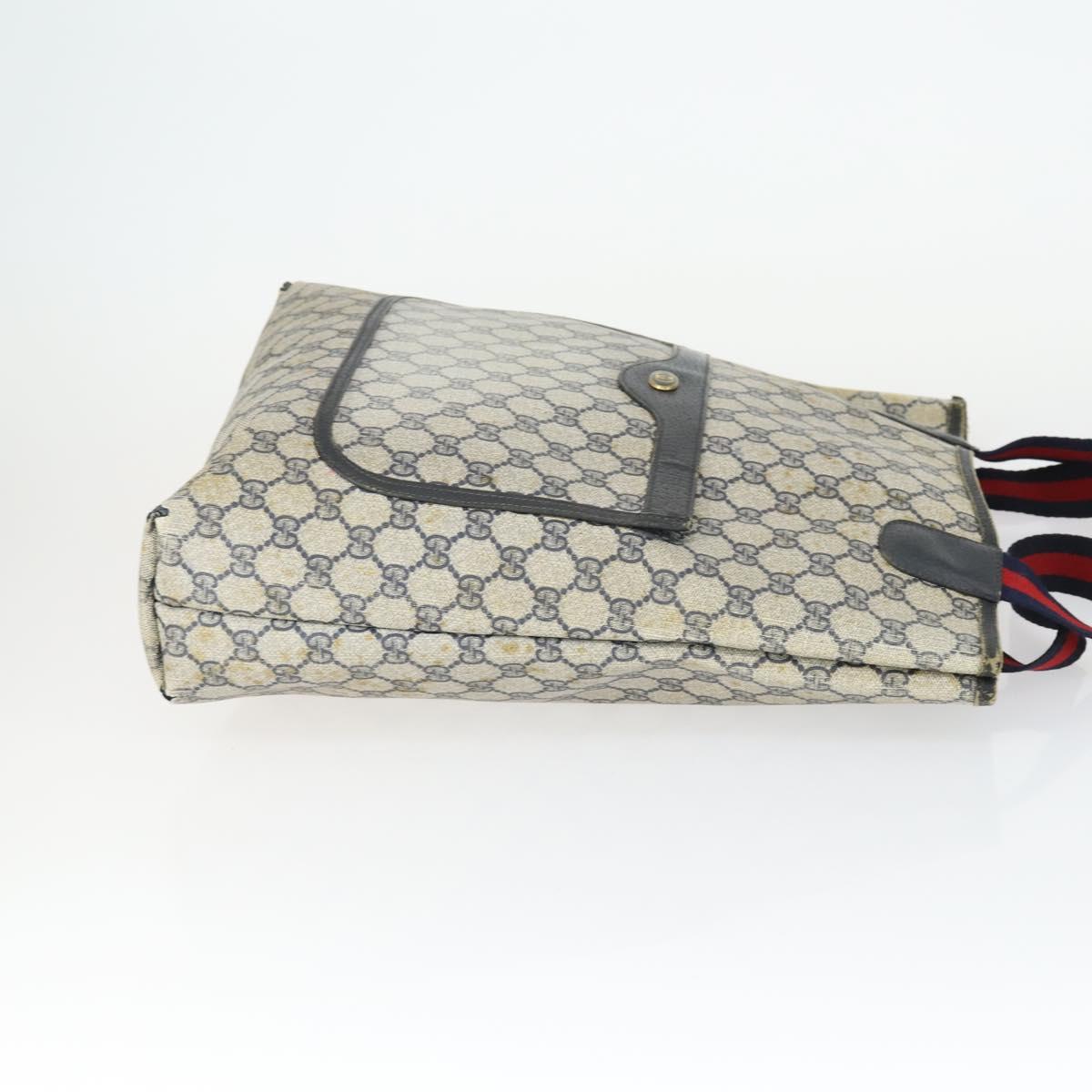 GUCCI GG Canvas GG Plus Sherry Line Bag PVC 3 Set Beige Navy Auth 155246