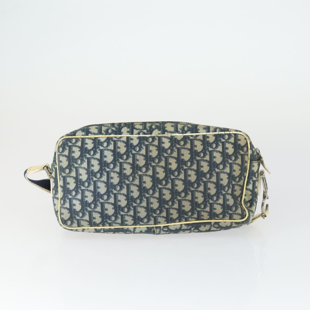 Christian Dior Trotter Honeycomb Canvas Bag PVC 2 Set Navy Beige Auth 155247