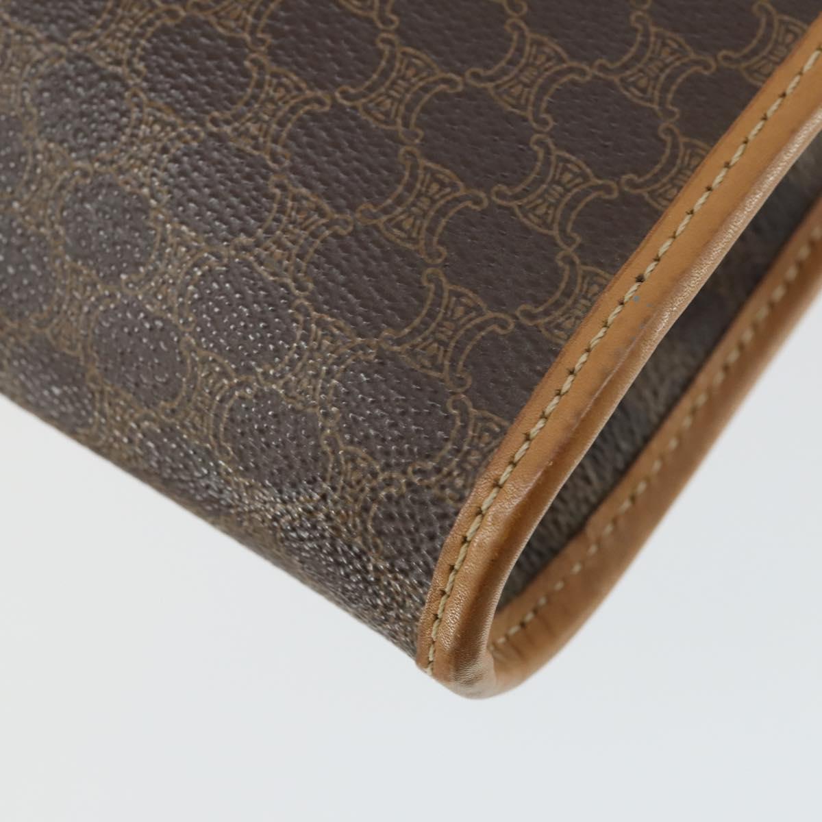 CELINE Macadam Canvas Clutch Bag PVC Leather 2 Set Brown Red Auth 155251