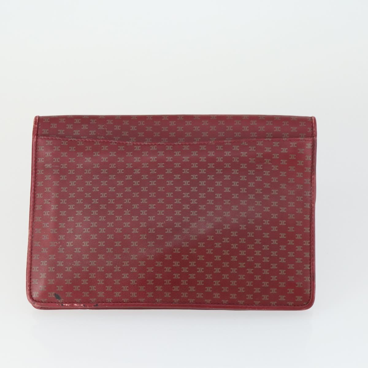 CELINE Macadam Canvas Clutch Bag PVC Leather 2 Set Brown Red Auth 155251